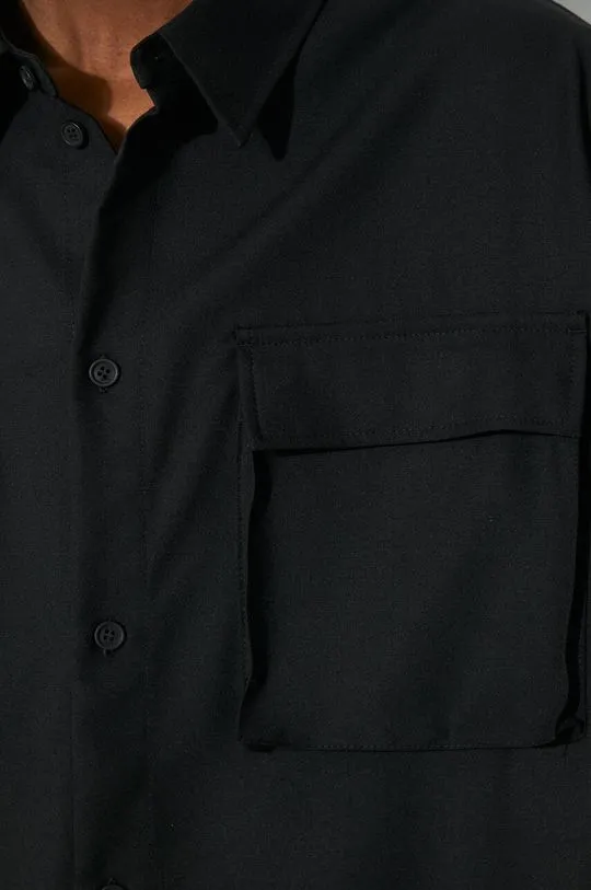 032C wool shirt Tailored Flap Pocket Shirt black color SS24-W-0060