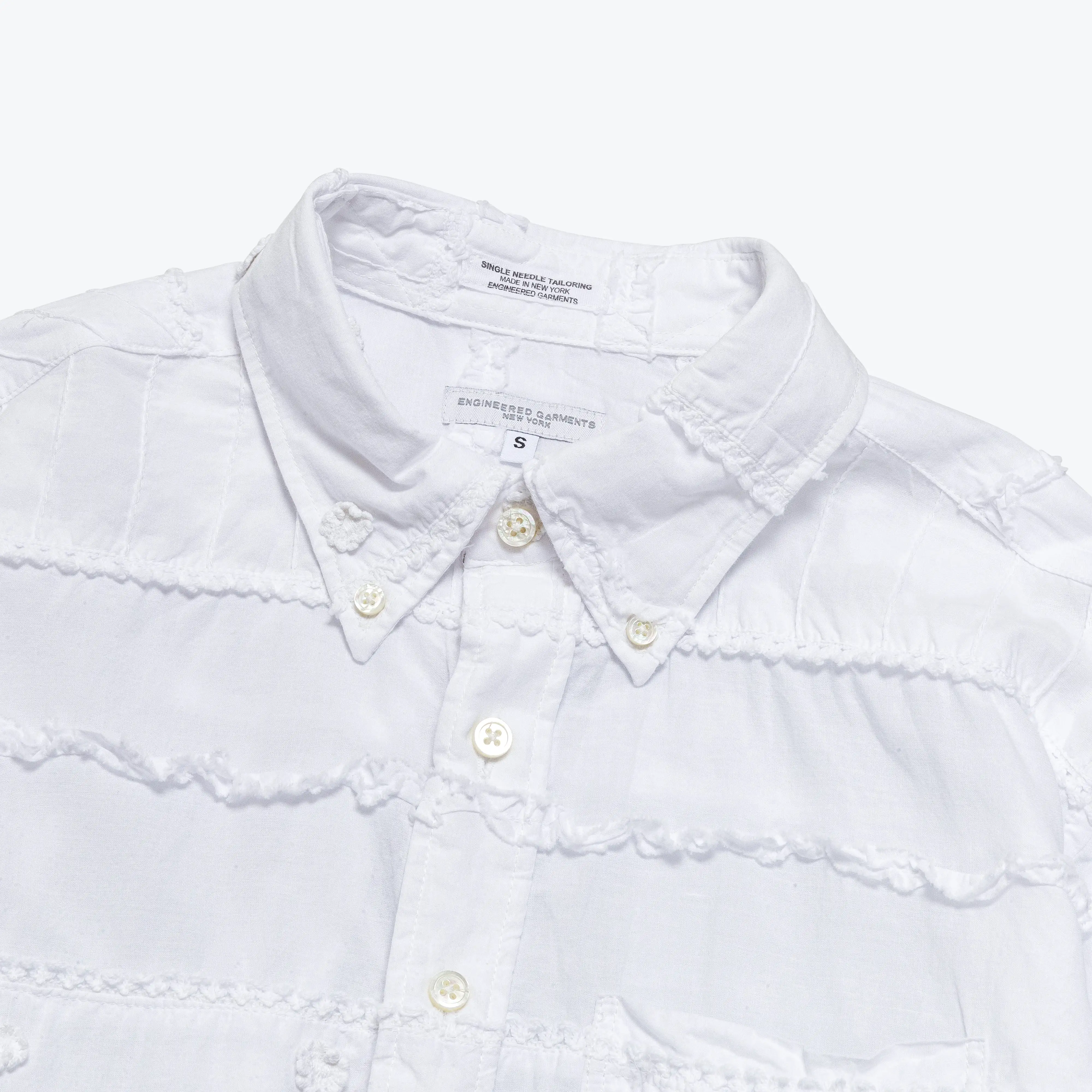 19 Century BD Shirt - White Cotton Mixed Patchwork