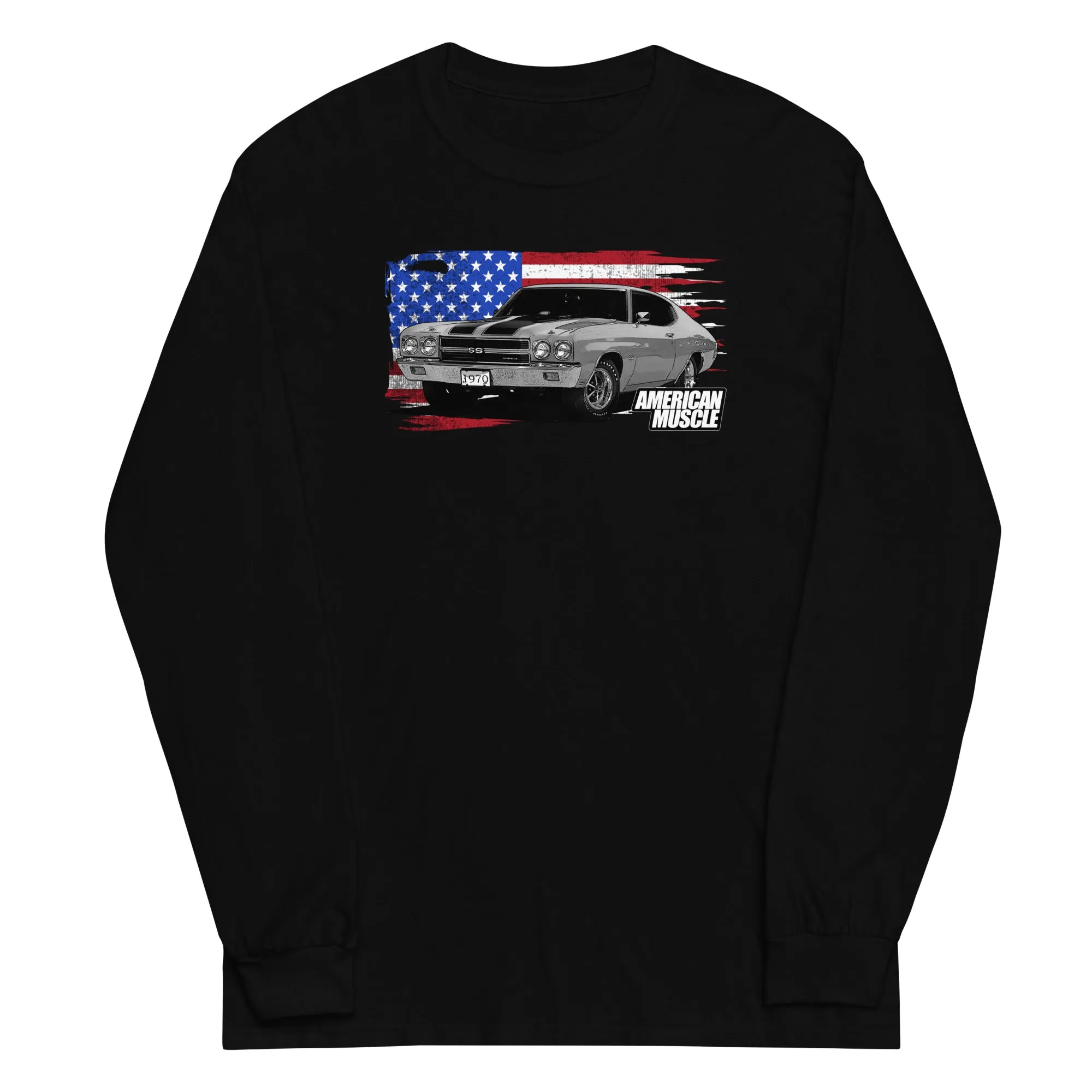 1970 Chevelle Long Sleeve Shirt With American Flag