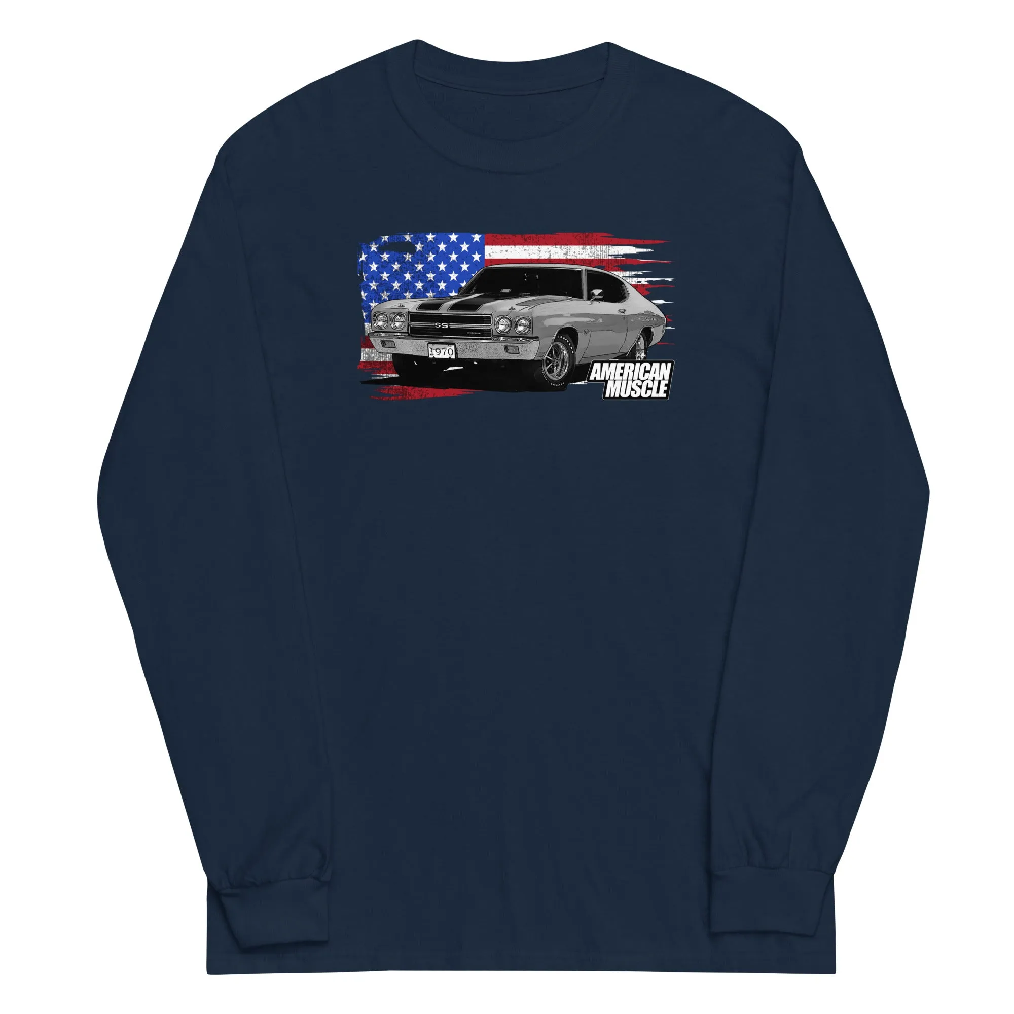 1970 Chevelle Long Sleeve Shirt With American Flag