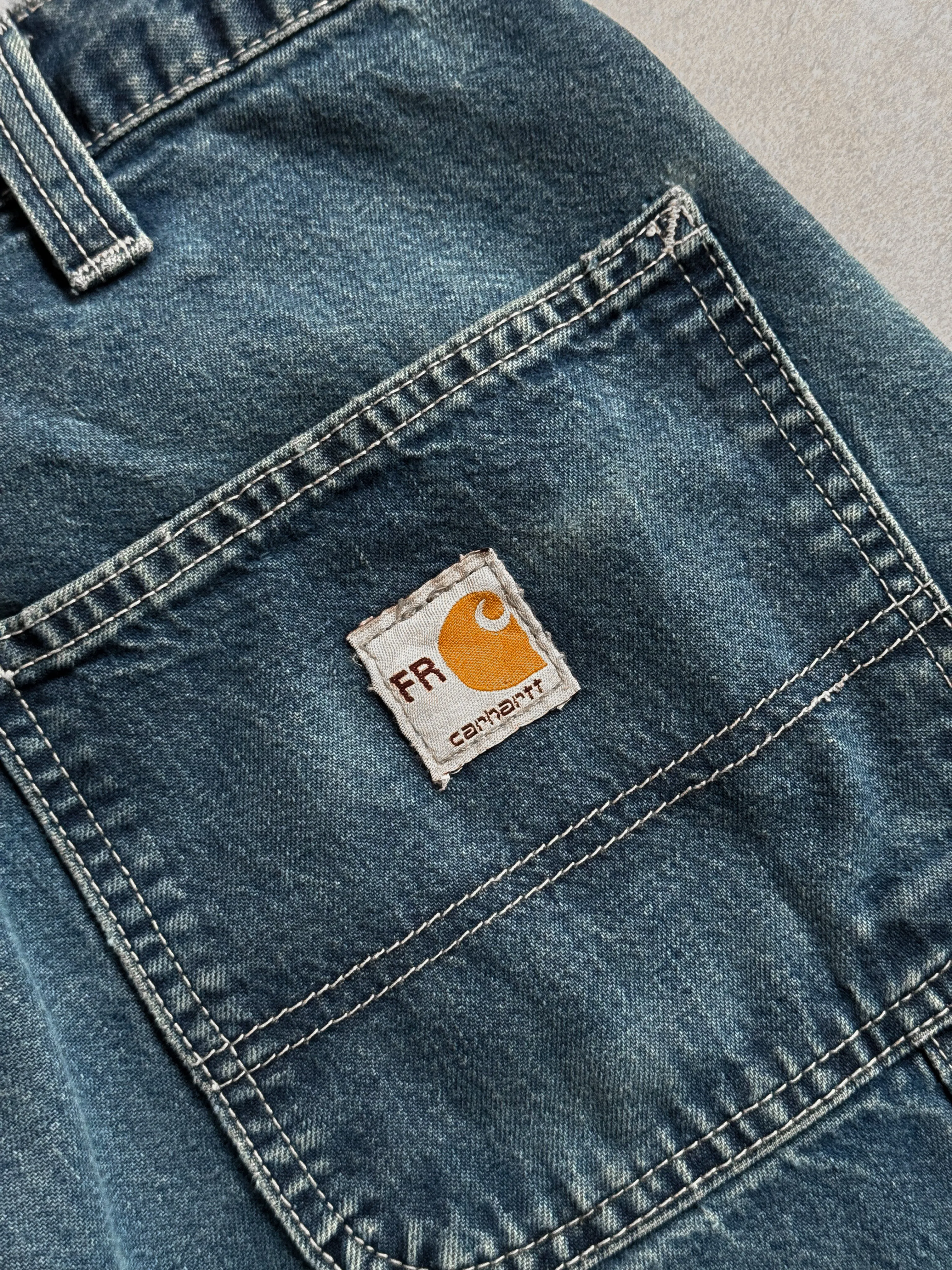 1990s Carhartt FR Flame Resistant Carpenter's Blue Jeans - 36