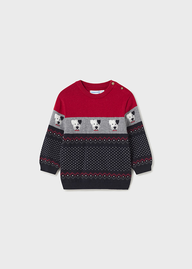 2317- Jacquard jumper for baby boy - Red