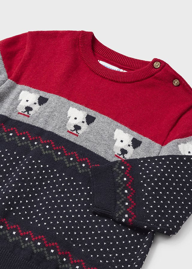 2317- Jacquard jumper for baby boy - Red