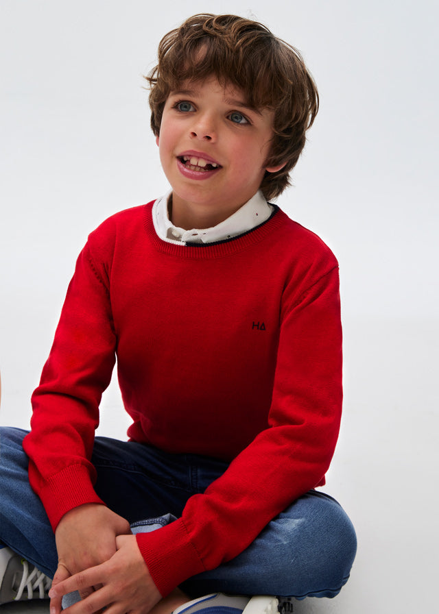 354- Basic cotton jumper for teen boy - Red