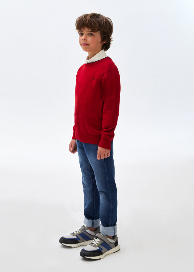 354- Basic cotton jumper for teen boy - Red