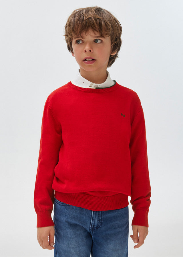 354- Basic cotton jumper for teen boy - Red