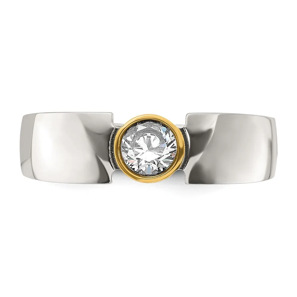 6.5mm Titanium, Gold Tone Plated & CZ Tapered Fit Ring