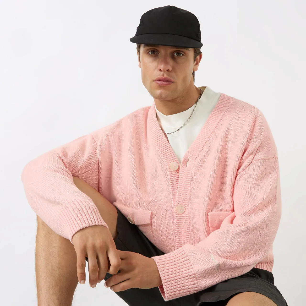 ABOUT:BLANK Flap-Pocket Cardigan - Pink