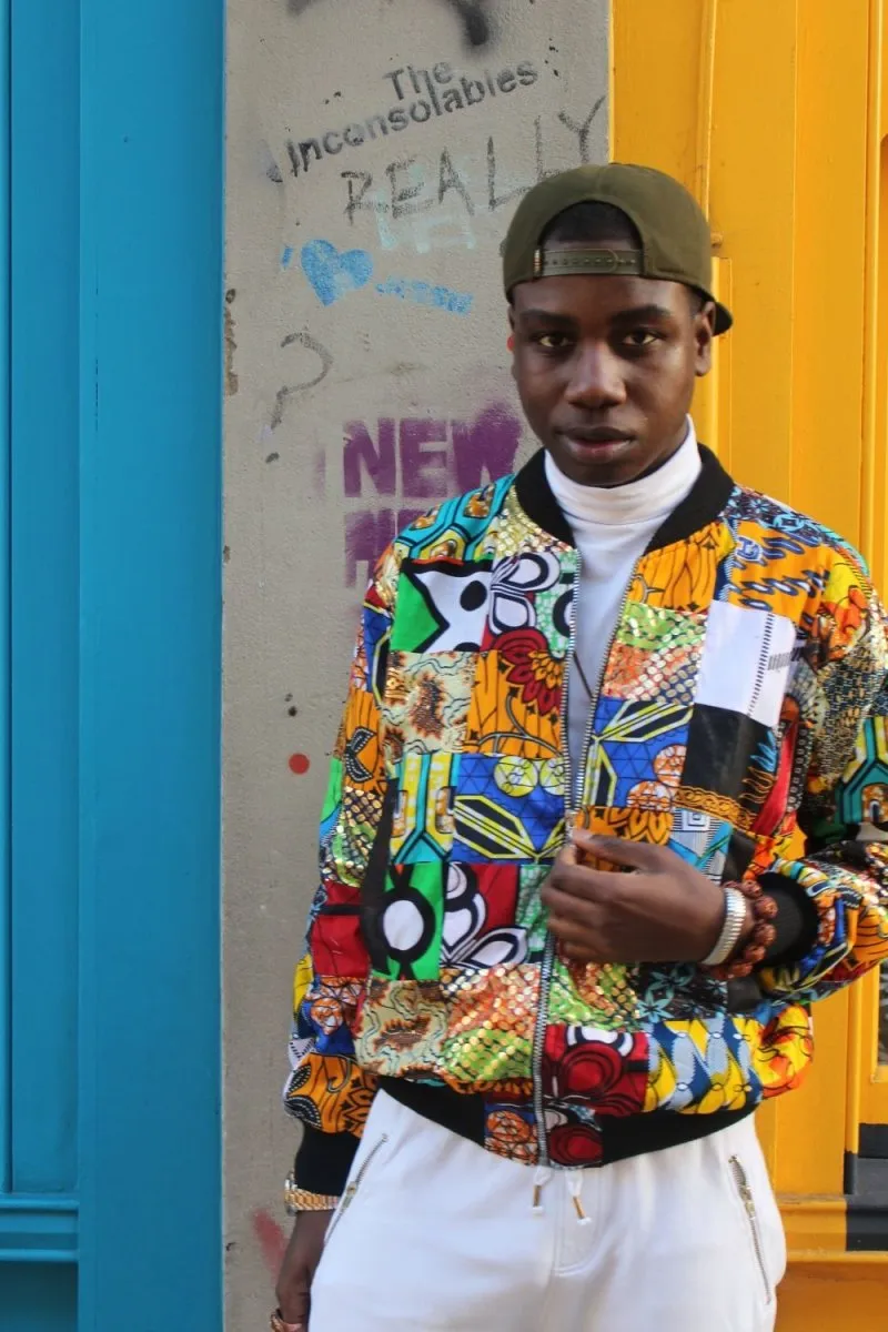 African Bomber jacket in Patchwork - Festival Clothing