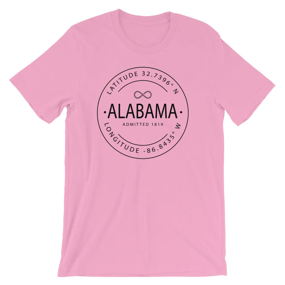 Alabama - Short-Sleeve Unisex T-Shirt - Latitude & Longitude