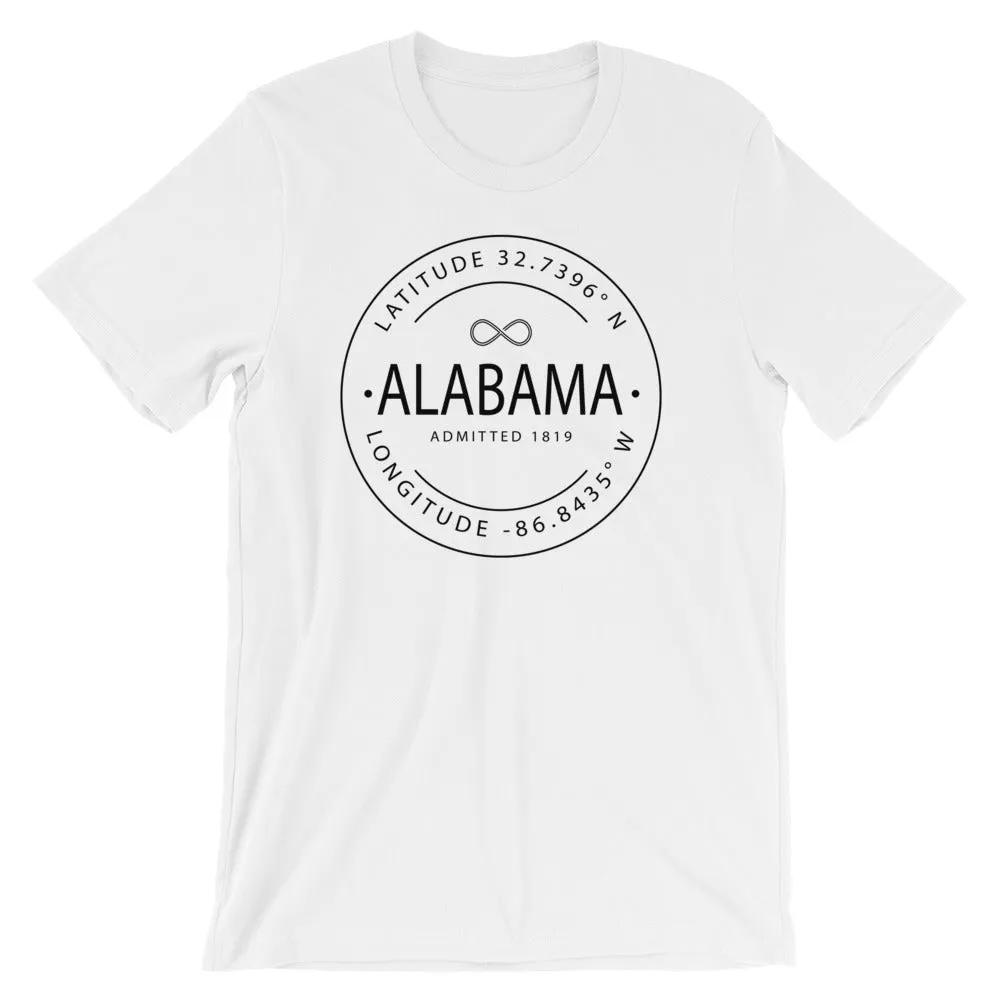 Alabama - Short-Sleeve Unisex T-Shirt - Latitude & Longitude