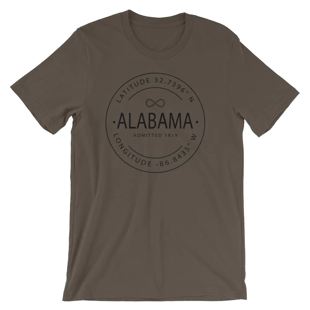 Alabama - Short-Sleeve Unisex T-Shirt - Latitude & Longitude