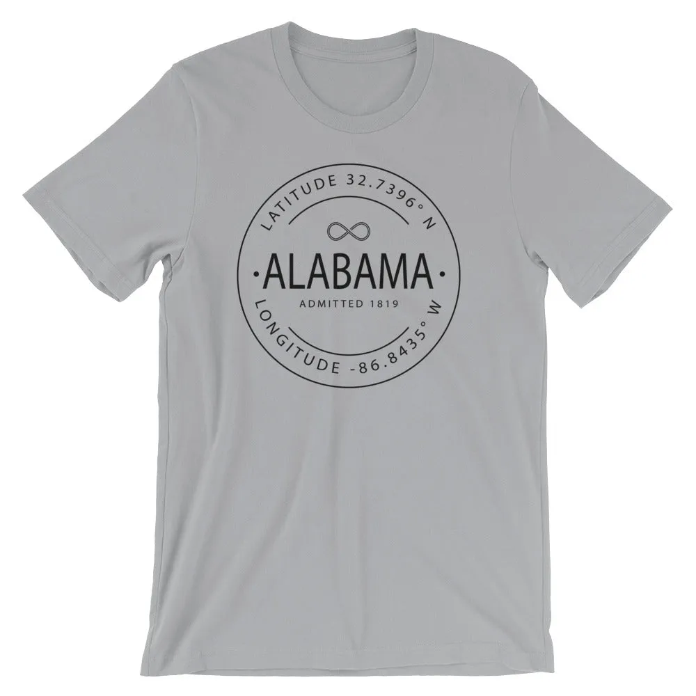 Alabama - Short-Sleeve Unisex T-Shirt - Latitude & Longitude