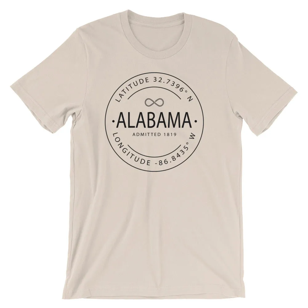 Alabama - Short-Sleeve Unisex T-Shirt - Latitude & Longitude