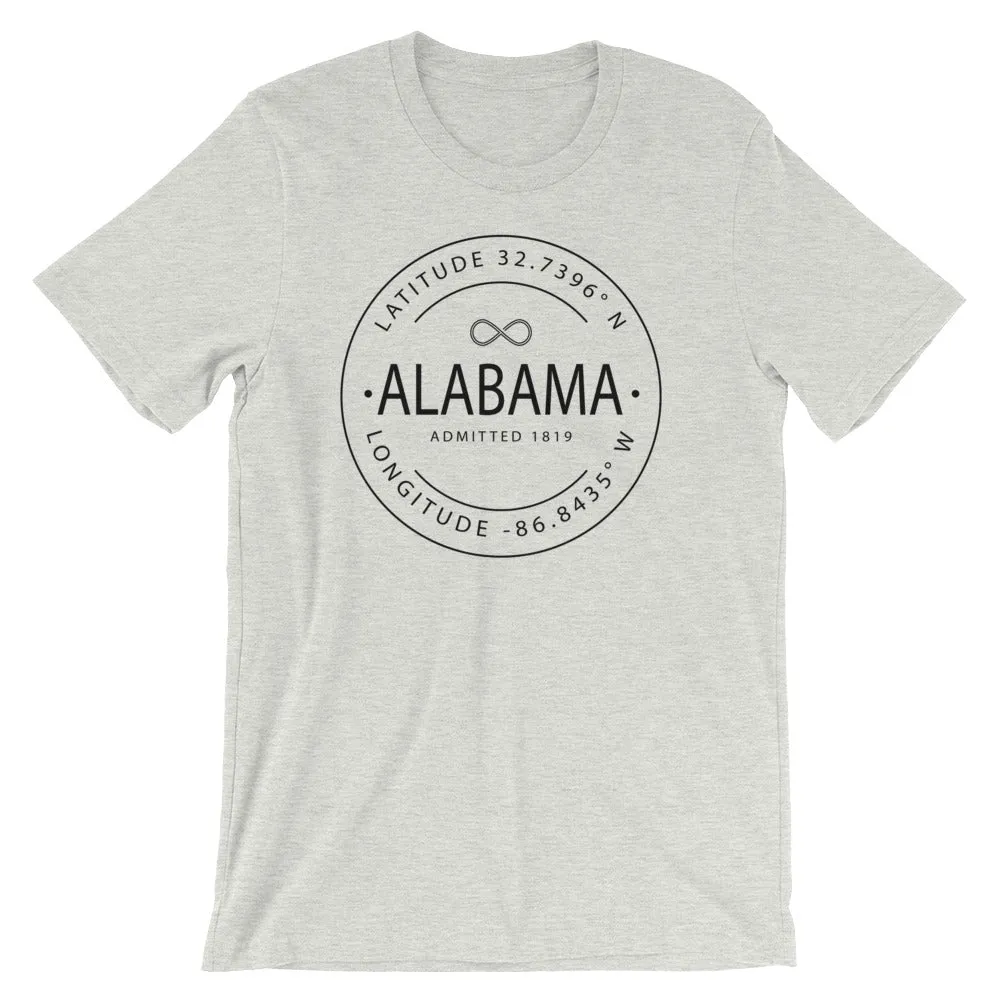 Alabama - Short-Sleeve Unisex T-Shirt - Latitude & Longitude