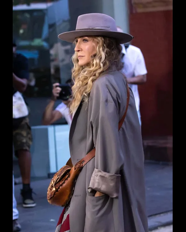 And Just Like That Sarah Jessica Parker Coat | Carrie Bradshaw Grey Coat