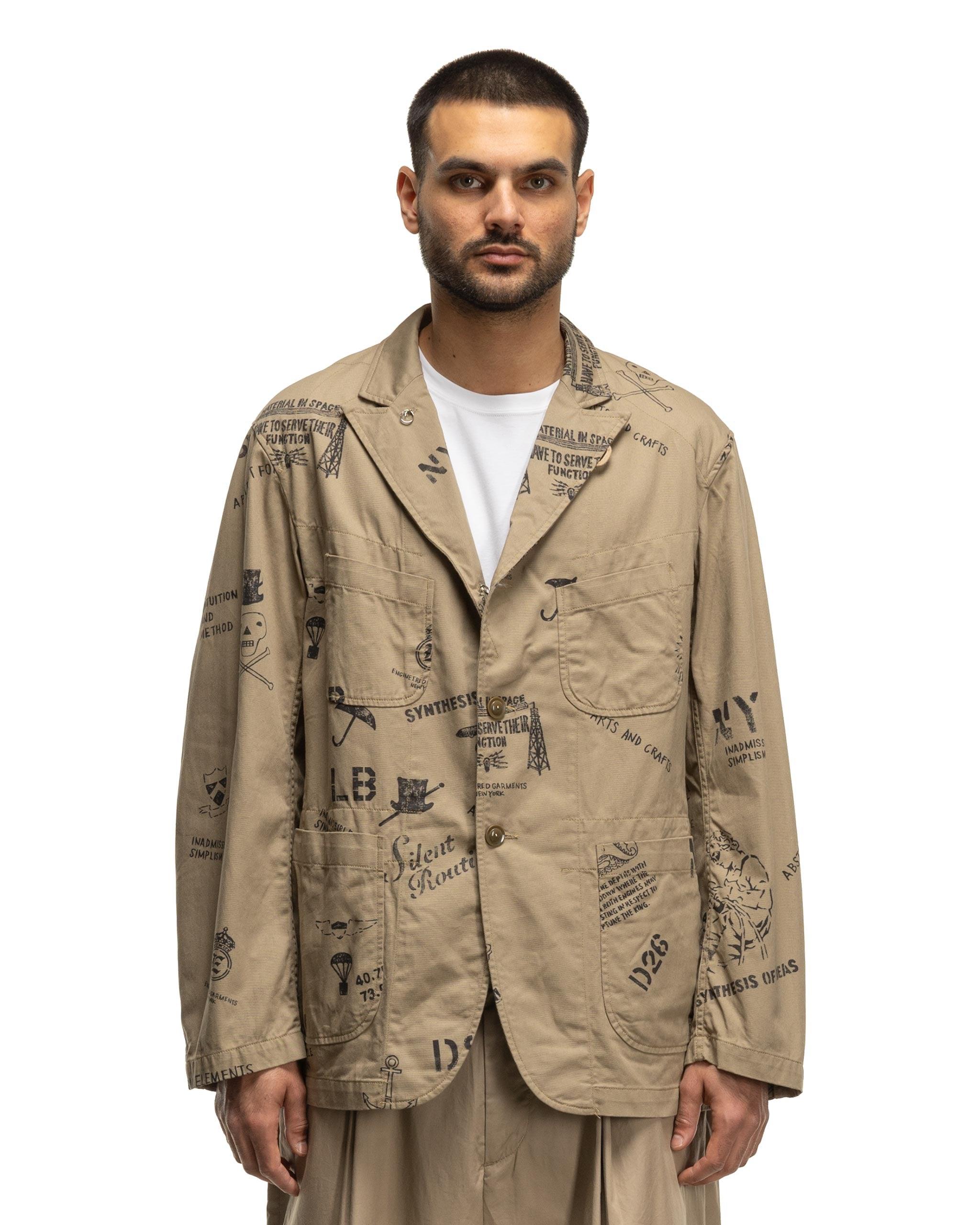 Bedford Jacket Graffiti Print Flat Twill Khaki