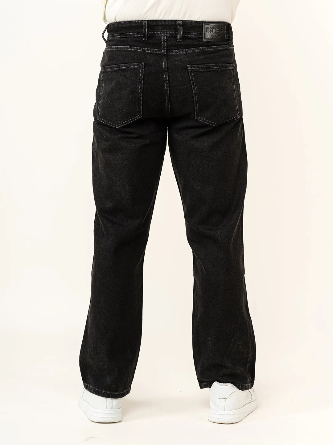 Black Knee Cut Mens Jeans