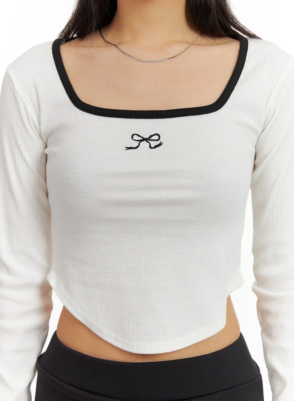 Bowknot Long Sleeve Crop Top CM412