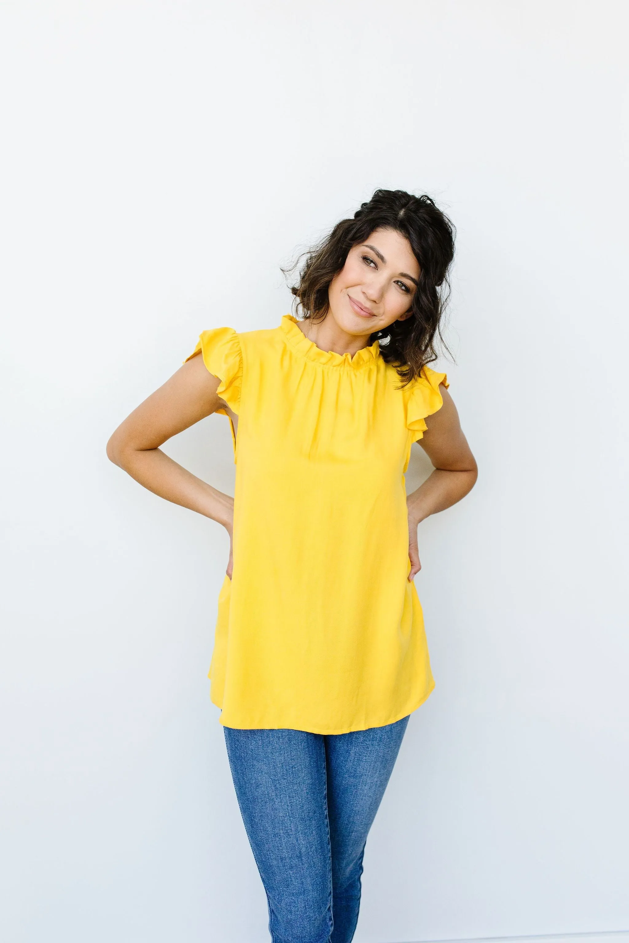 Build Me Up Buttercup Top In Yellow - On hand