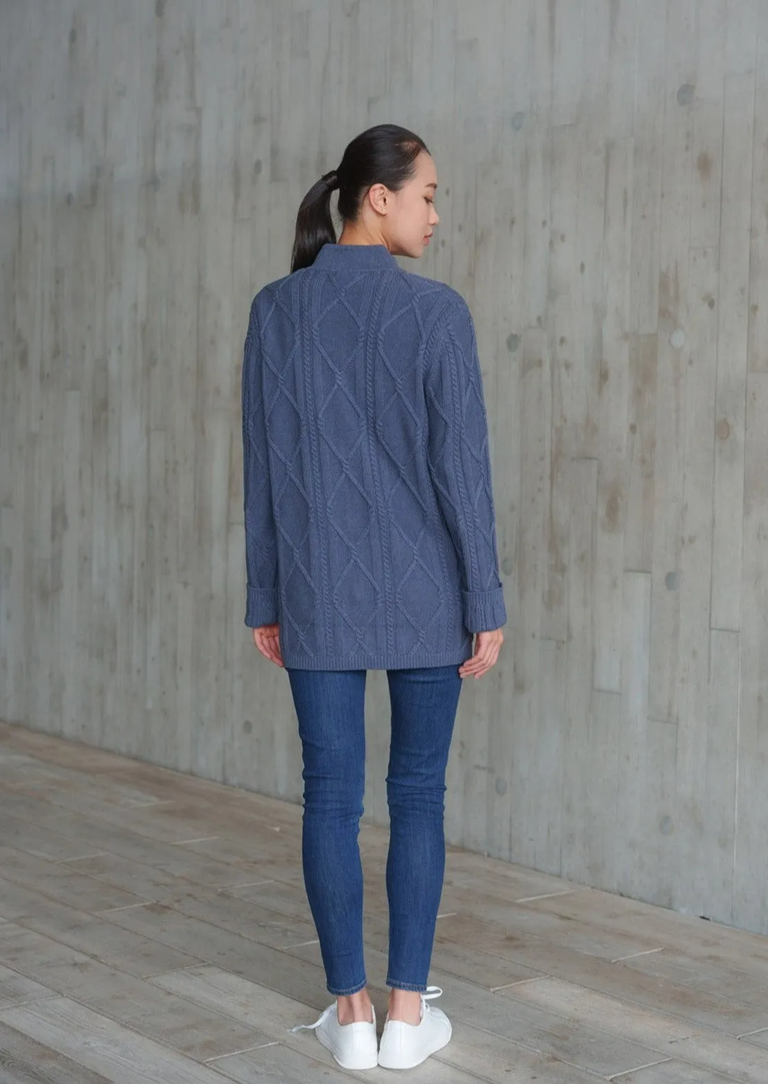 Cable Knit Tang Jacket (Medium Blue)