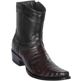 Caiman Belly Short Cowboy Boots Black Cherry