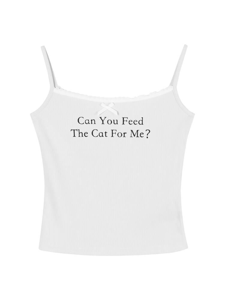 Can you feed me the cat for me Sweet Spicy Girl White Letter Print Top BY9201