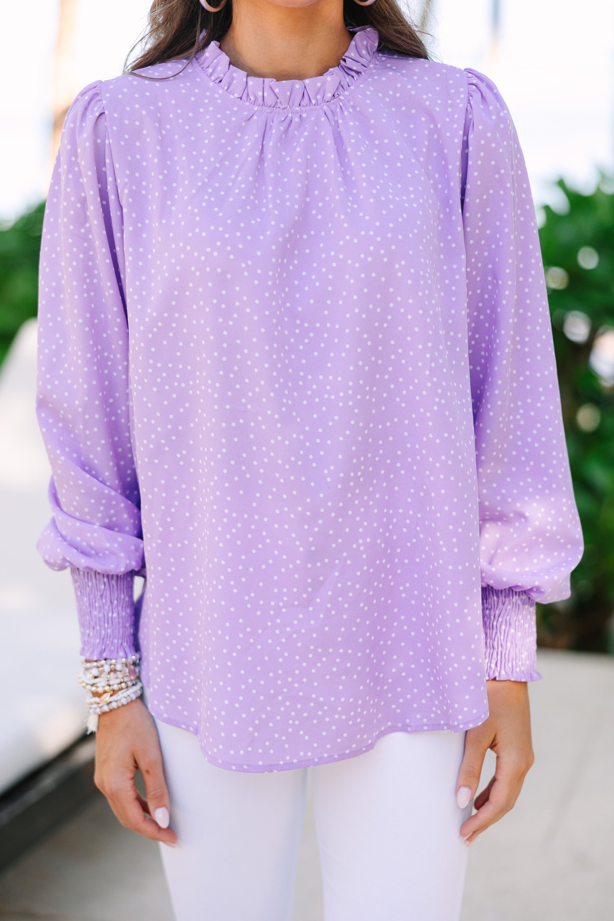 Can't Change Purple Polka Dot Blouse