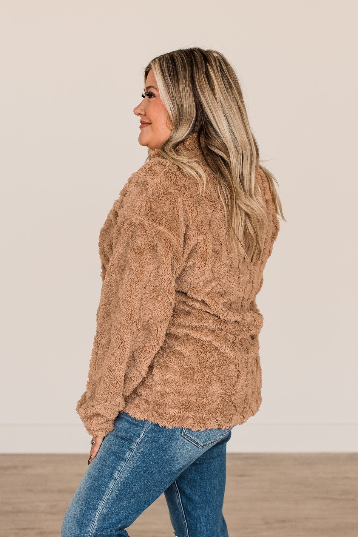 Catch A Chill Sherpa Jacket- Camel