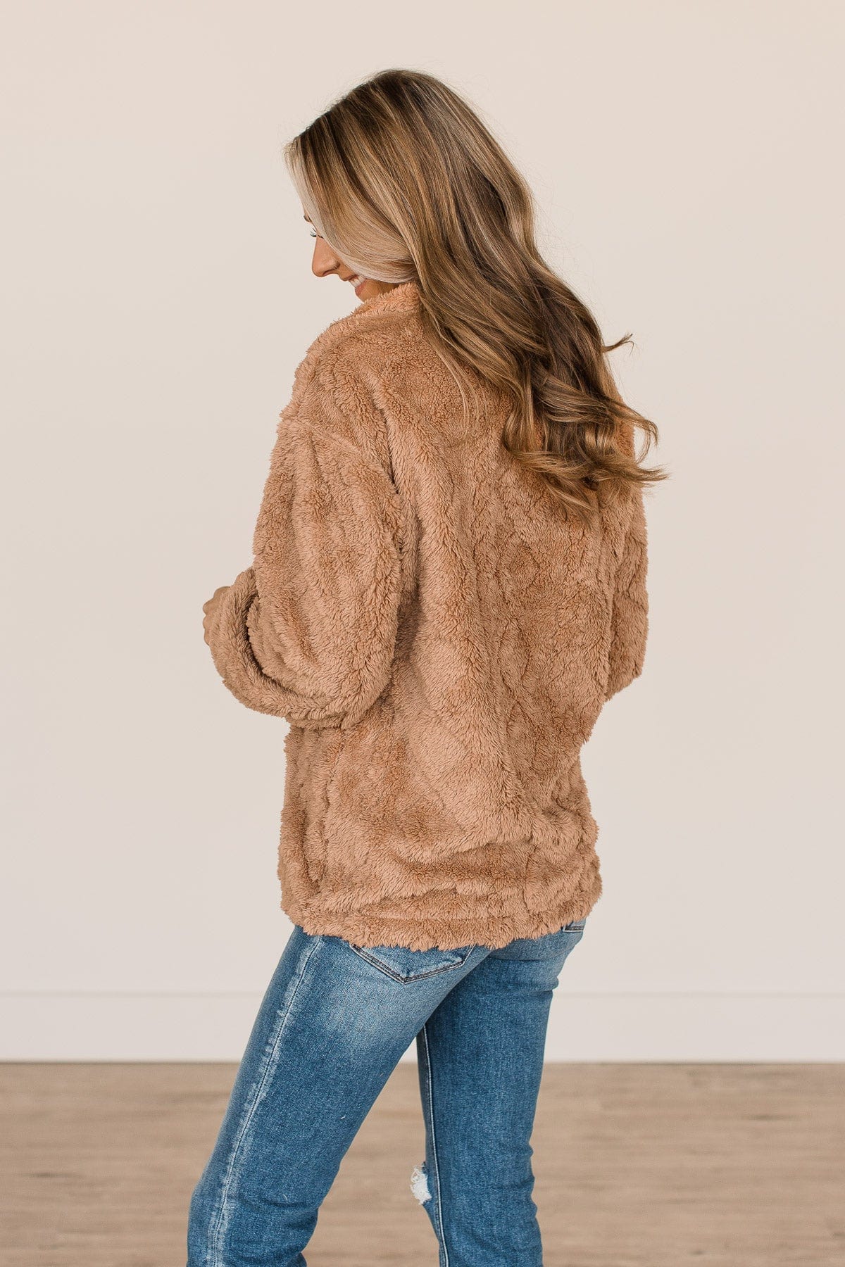 Catch A Chill Sherpa Jacket- Camel