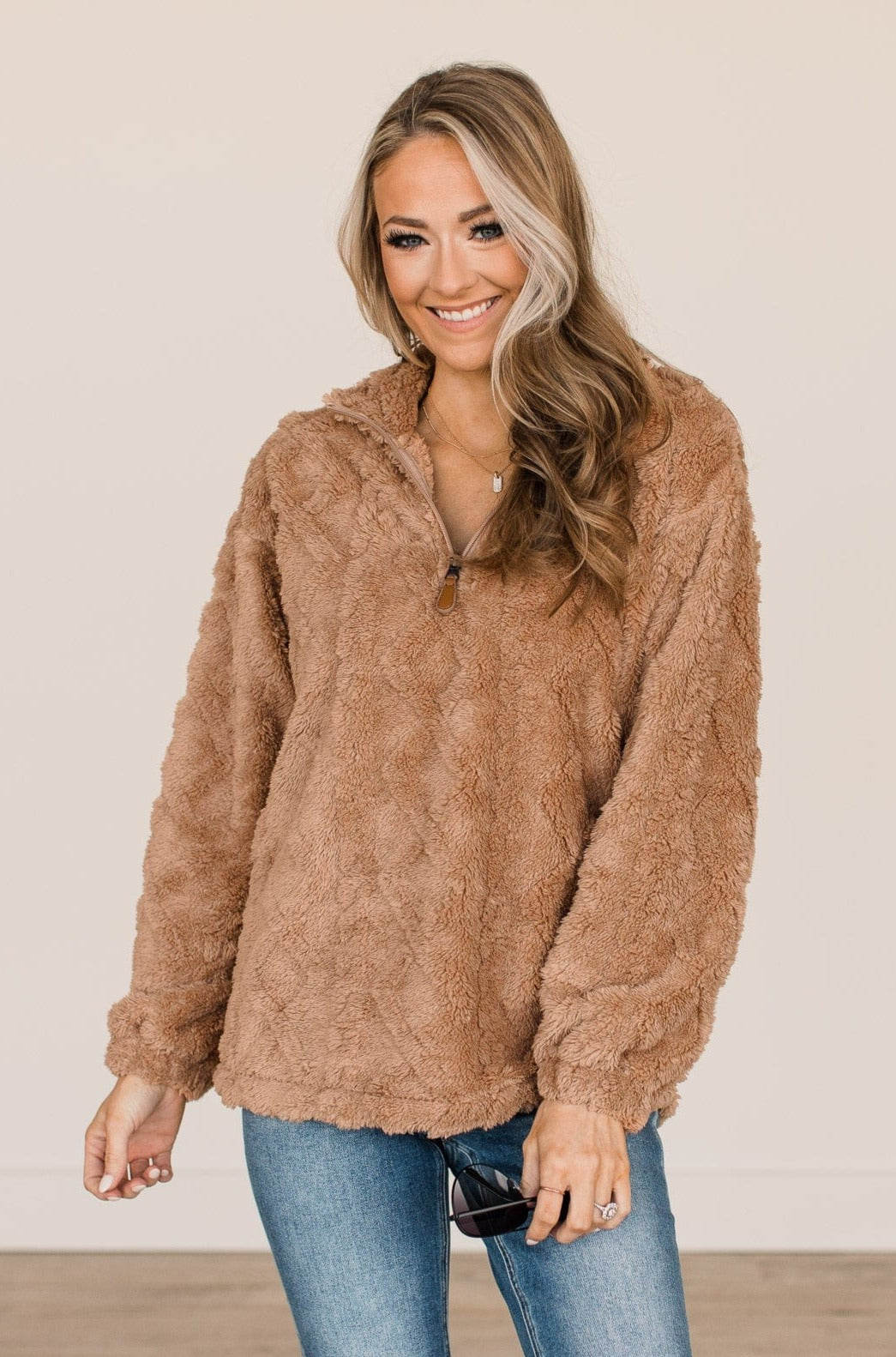 Catch A Chill Sherpa Jacket- Camel