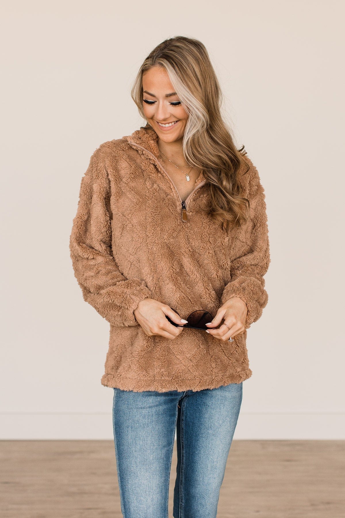 Catch A Chill Sherpa Jacket- Camel