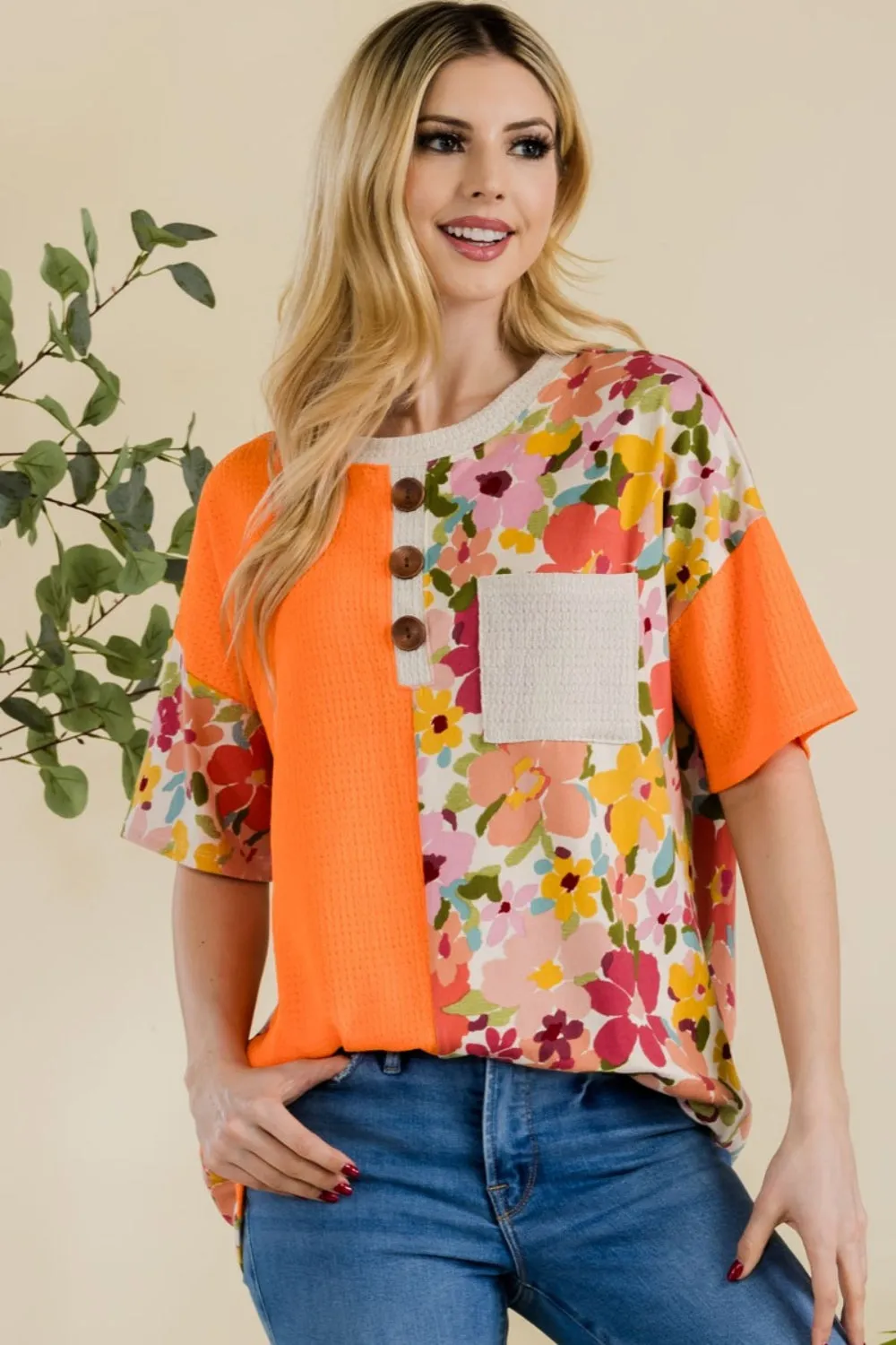 Celeste Full Size Floral Short Sleeve T-Shirt