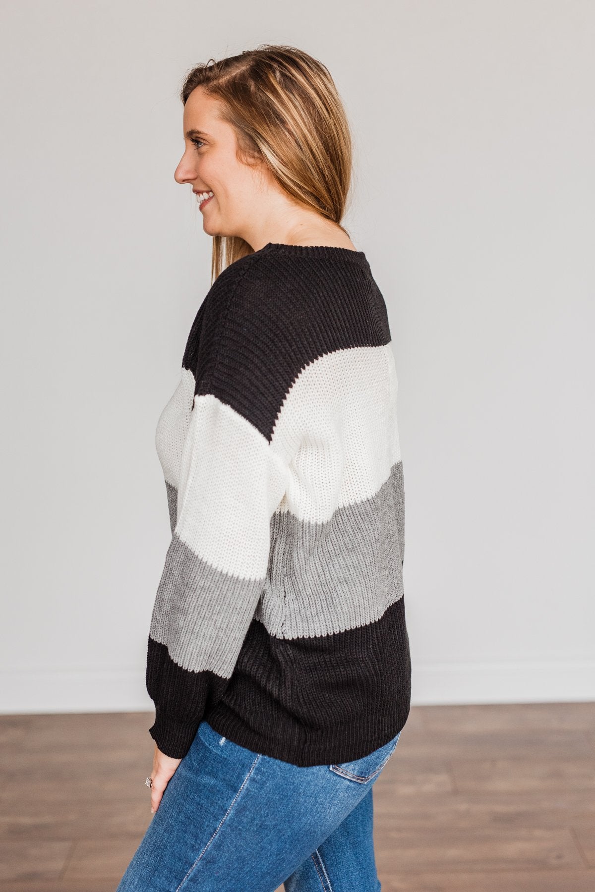 Chance To Change Knit Color Block Sweater- Black & Ivory