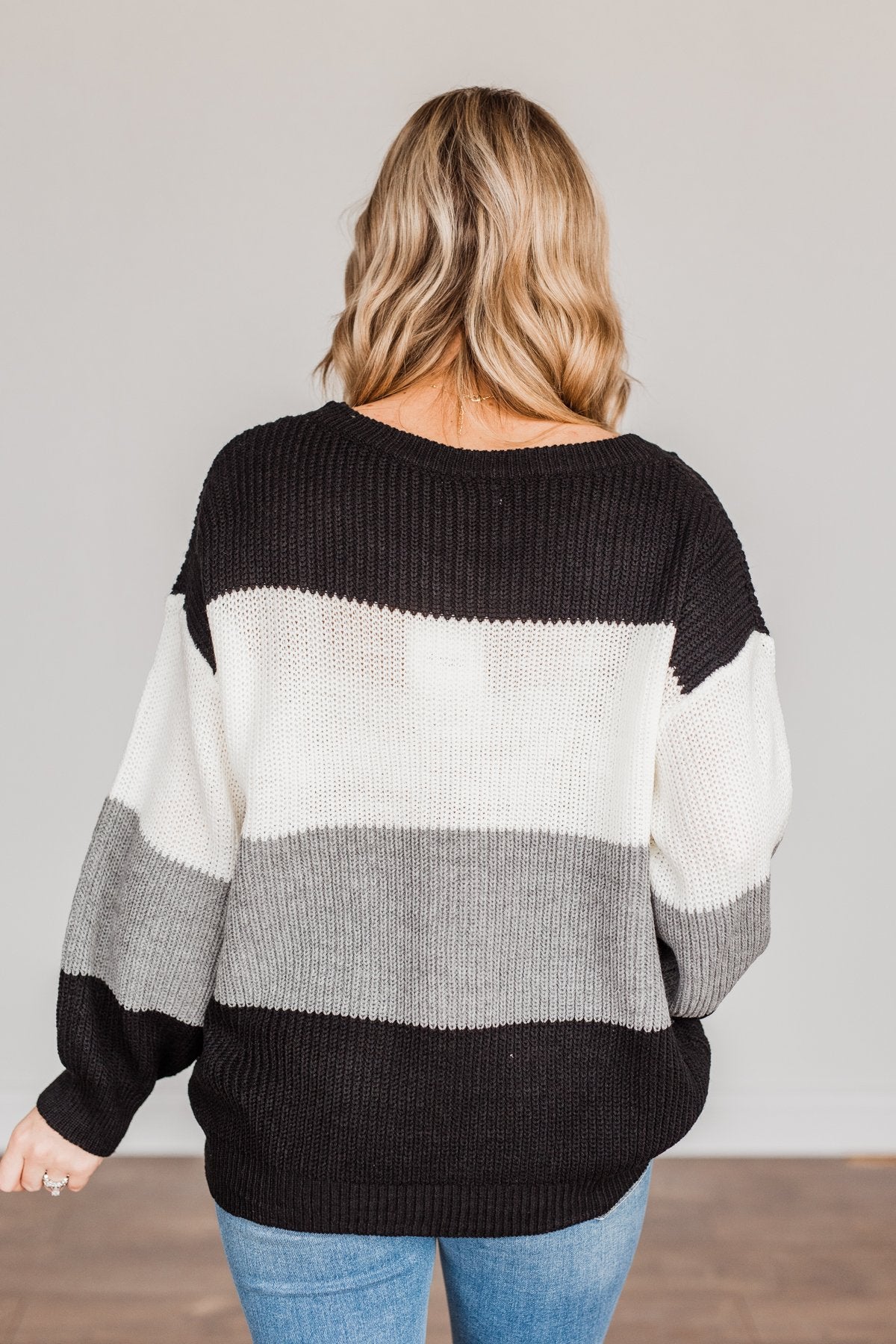 Chance To Change Knit Color Block Sweater- Black & Ivory