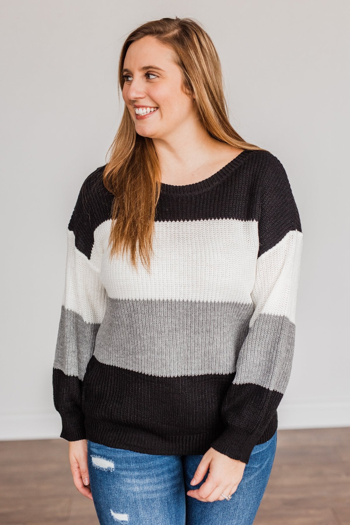 Chance To Change Knit Color Block Sweater- Black & Ivory