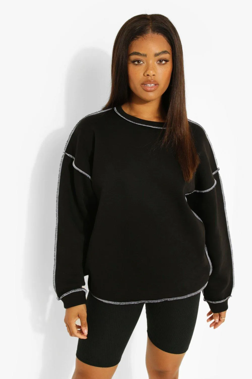 Contrast Stitch Oversized Sweater