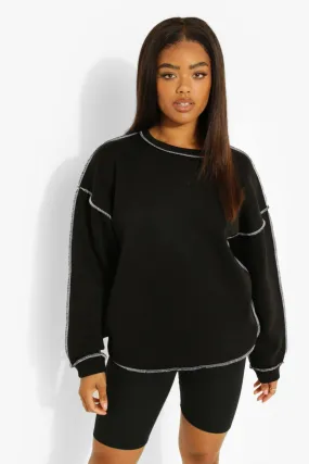 Contrast Stitch Oversized Sweater