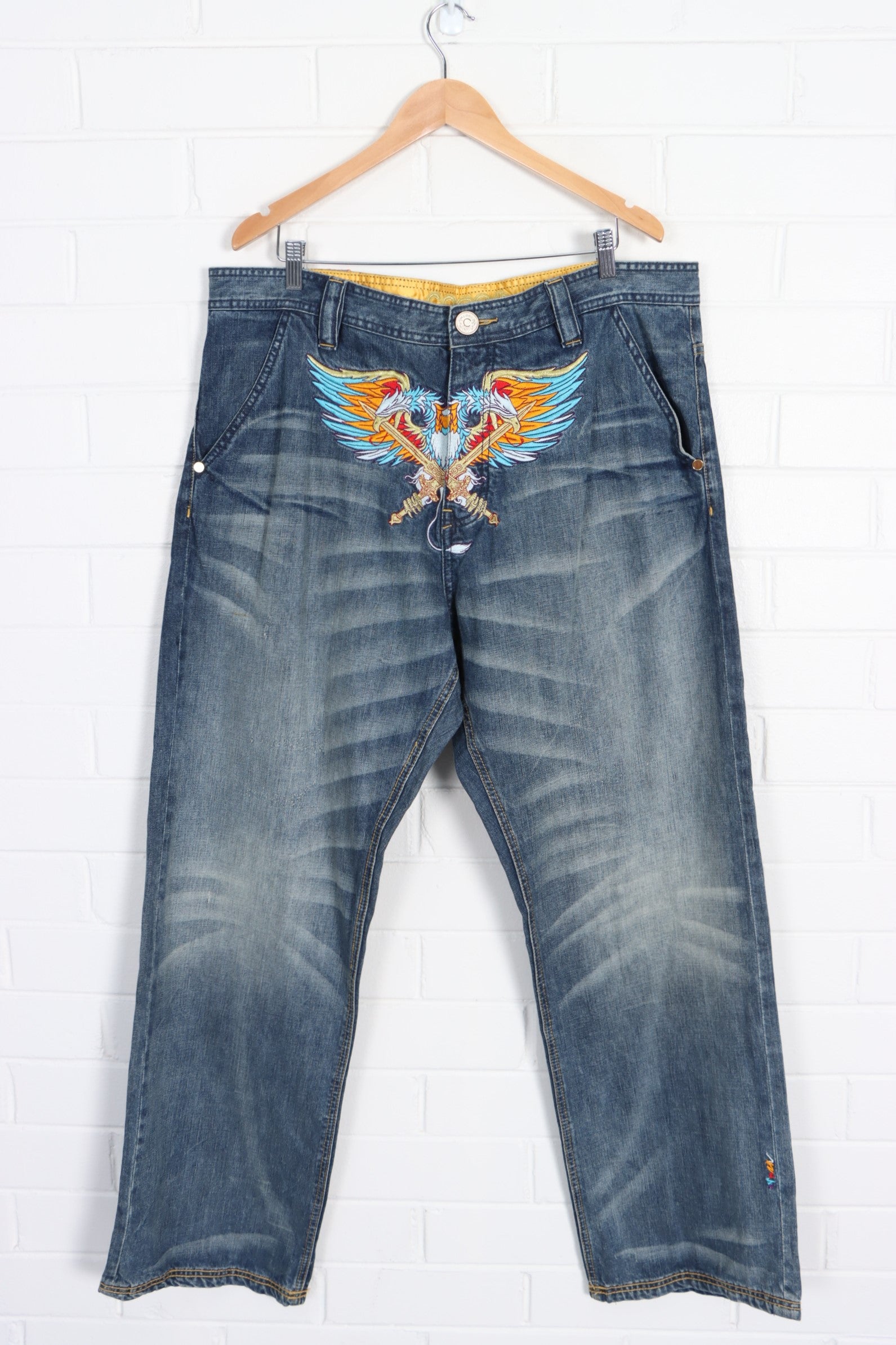 COOGI Cross Sword Eagles Embroidered Y2K Jeans (40x34)