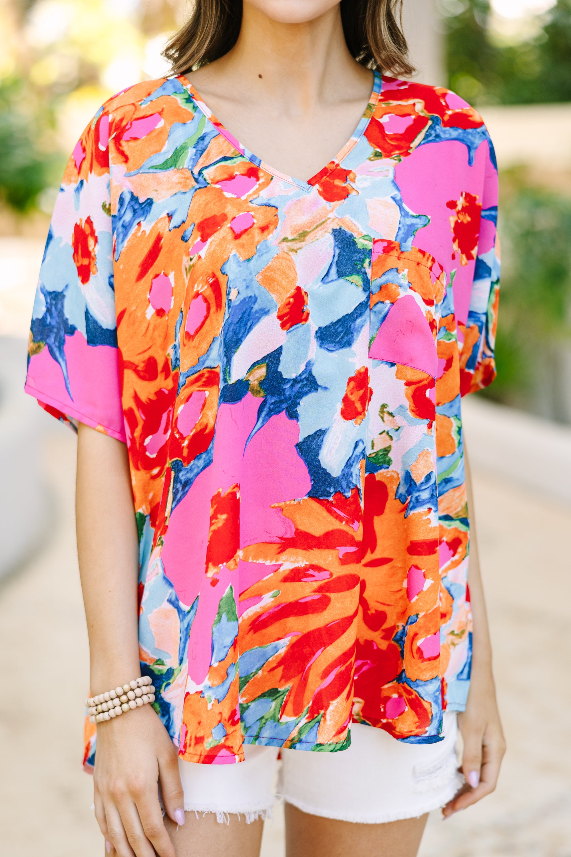 Couldn't Be Better Coral Orange Floral Top