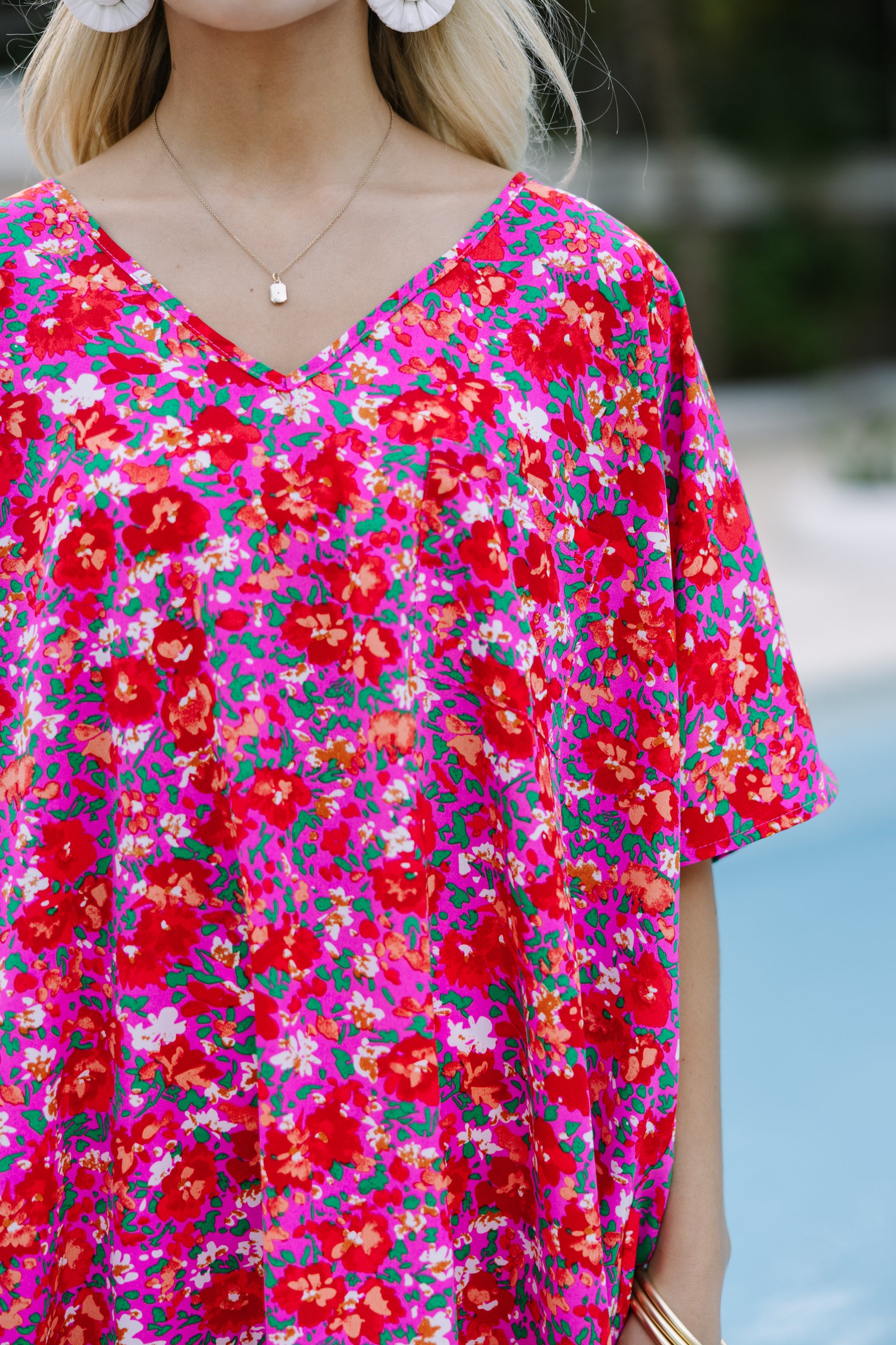 Couldn't Be Better Fuchsia Pink Ditsy Floral Top