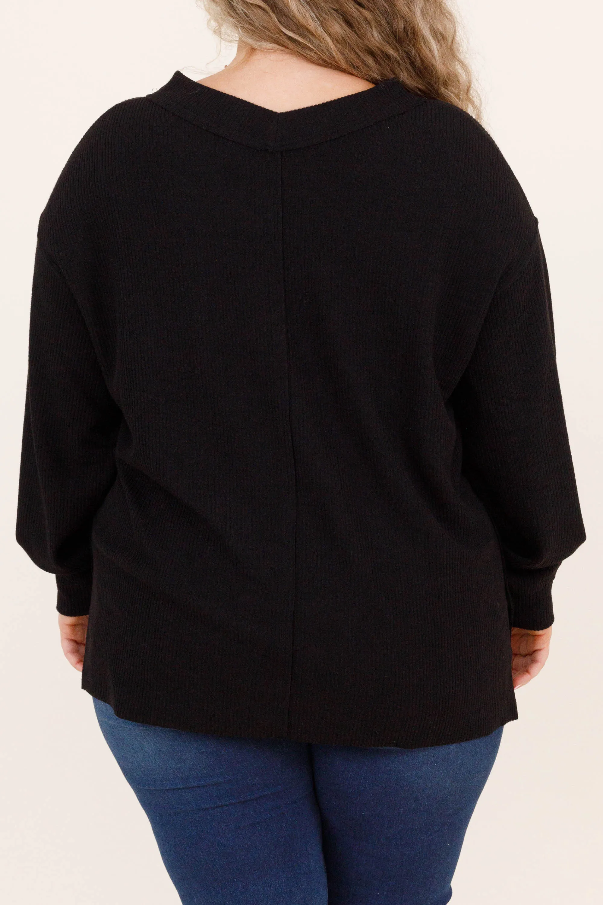 Cozy Textured Sweatshirt, Black