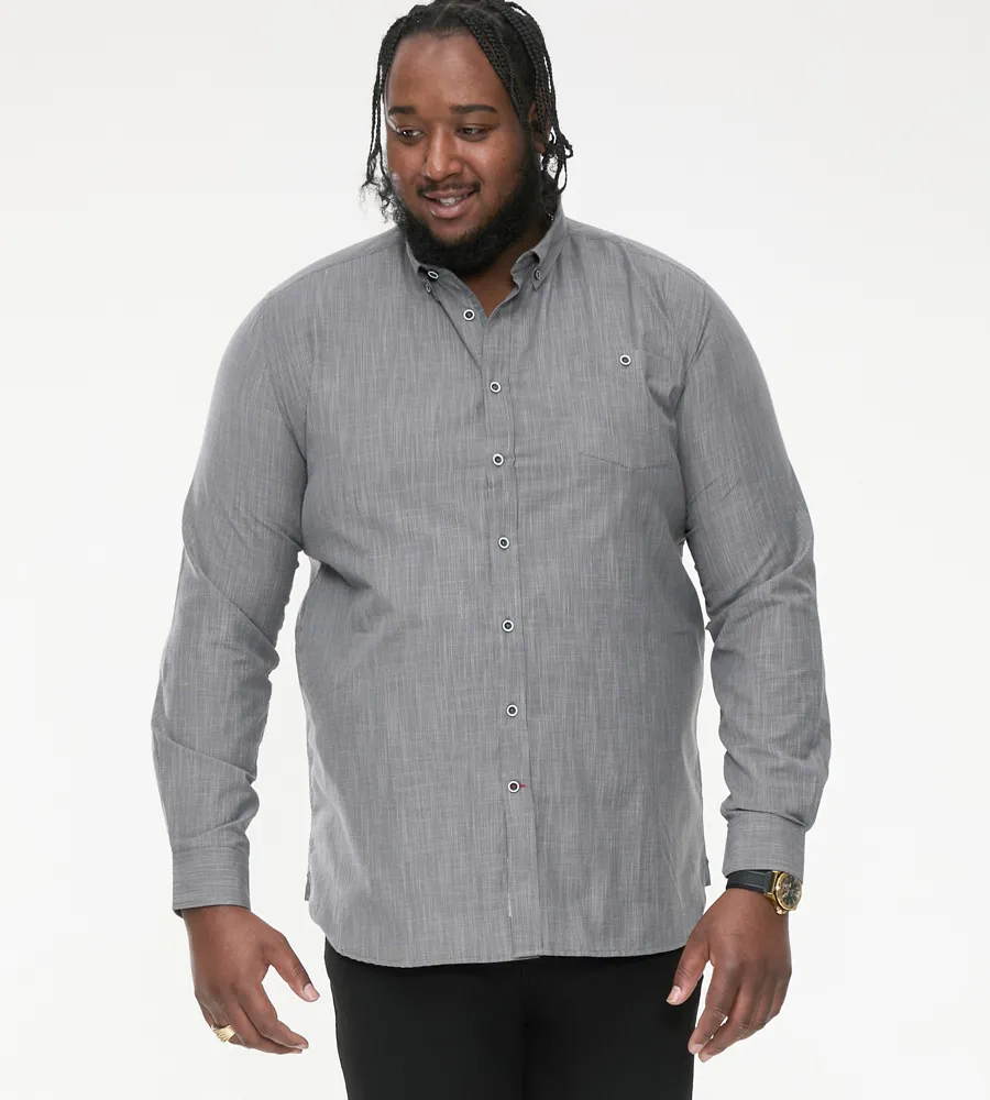 D555 Big Mens Long Sleeve Shirt Cross Hatch With Pocket (RADCLIFFE)