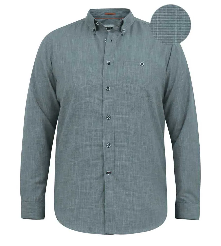 D555 Big Mens Long Sleeve Shirt Cross Hatch With Pocket (RADCLIFFE)