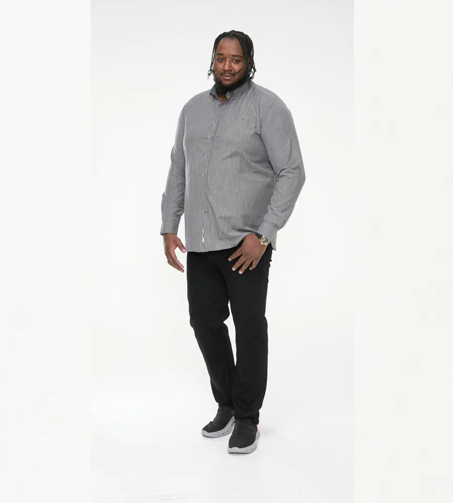 D555 Big Mens Long Sleeve Shirt Cross Hatch With Pocket (RADCLIFFE)