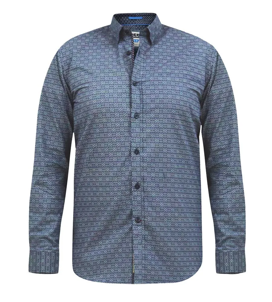 D555 Big Mens Long Sleeve Shirt With Geometric All Over Print (MANGALA)