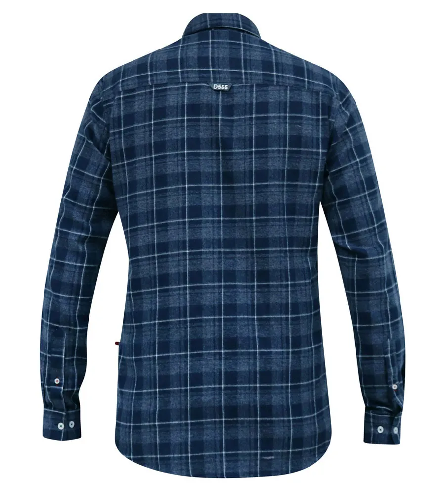 D555 Mens Long Sleeve Navy Check Shirt With Chest Pocket (SONNY)