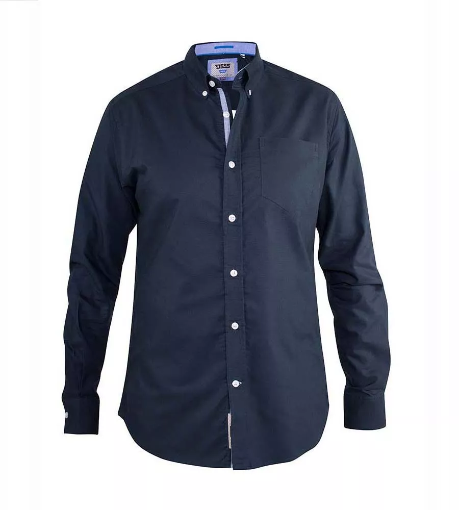 D555 Mens Long Sleeve Navy Oxford Shirt With Chest Pocket (CLARENCE-2)