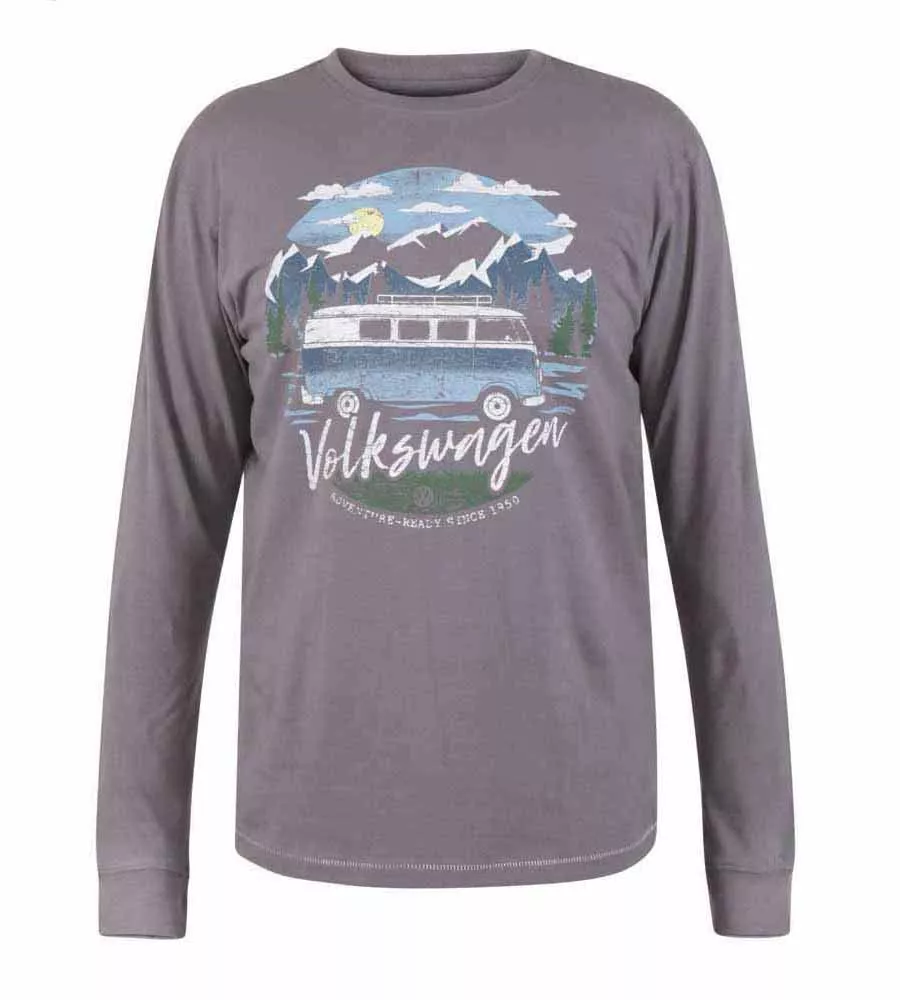 D555 Mens VW Campervan Printed Long Sleeve T-Shirt Official Licensed (MISTERTON)