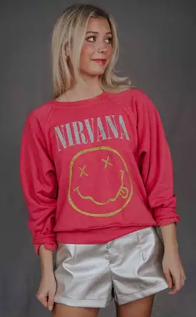 daydreamer: nirvana smiley raglan crew